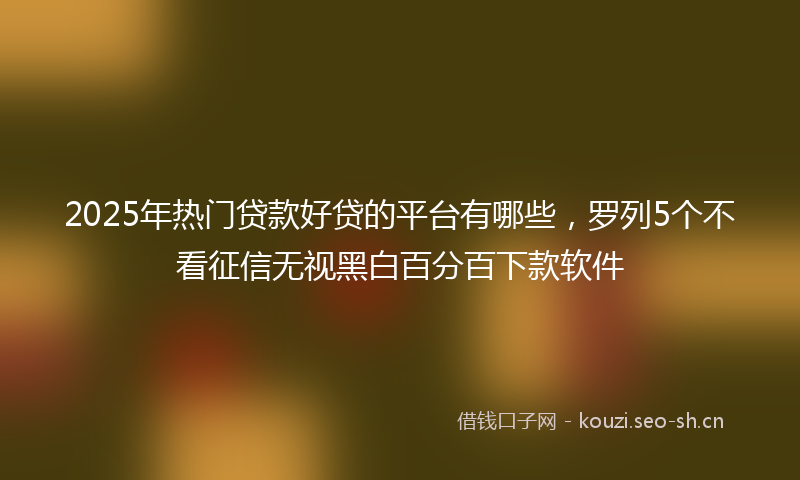 2025年热门贷款好贷的平台有哪些，罗列5个不看征信无视黑白百分百下款软件