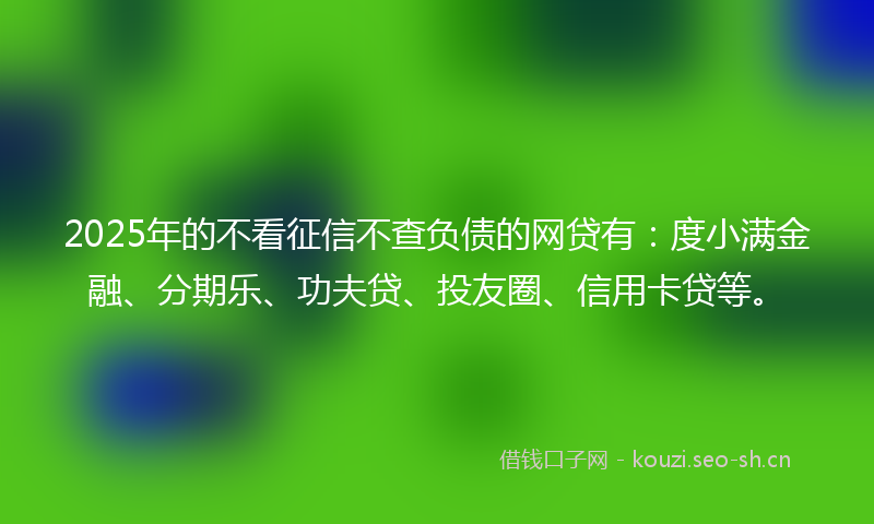 2025年的不看征信不查负债的网贷有：度小满金融、分期乐、功夫贷、投友圈、信用卡贷等。
