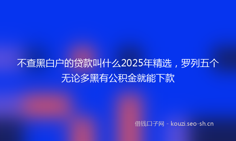 不查黑白户的贷款叫什么2025年精选，罗列五个无论多黑有公积金就能下款