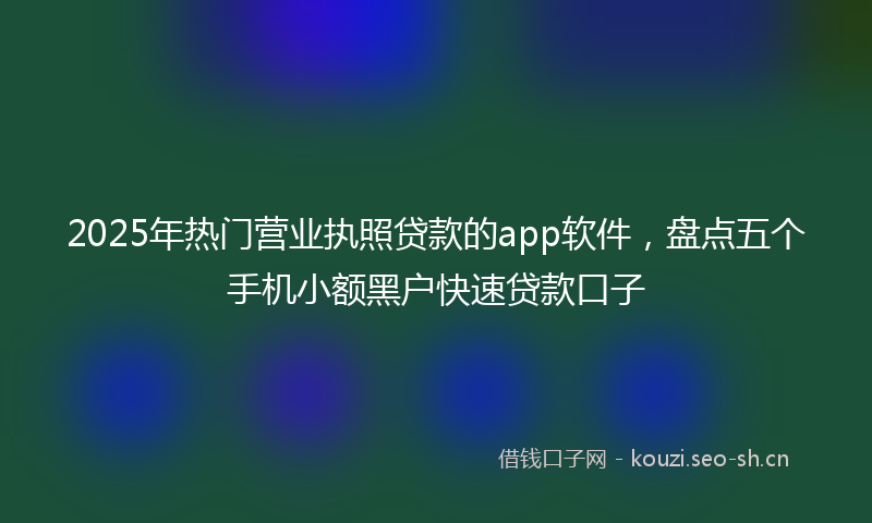 2025年热门营业执照贷款的app软件，盘点五个手机小额黑户快速贷款口子