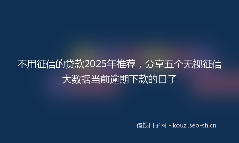 不用征信的贷款2025年推荐，分享五个无视征信大数据当前逾期下款的口子