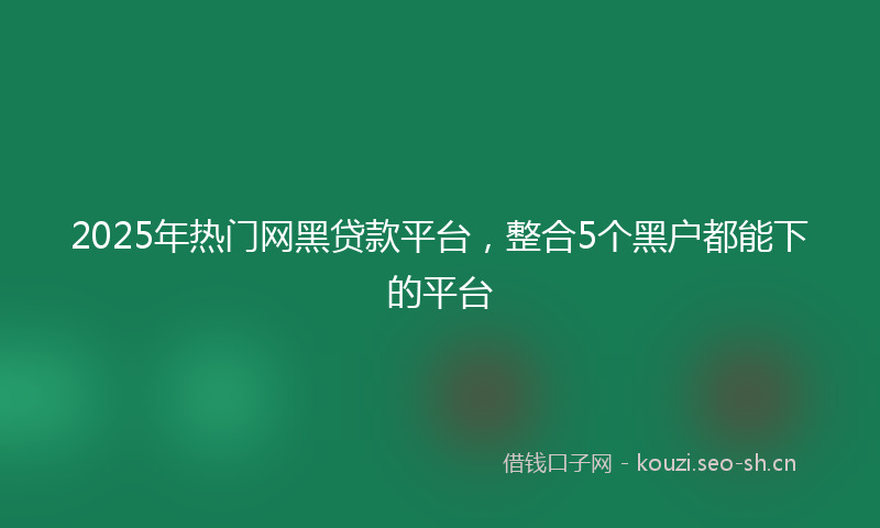2025年热门网黑贷款平台，整合5个黑户都能下的平台