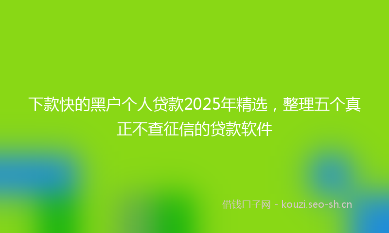 下款快的黑户个人贷款2025年精选，整理五个真正不查征信的贷款软件