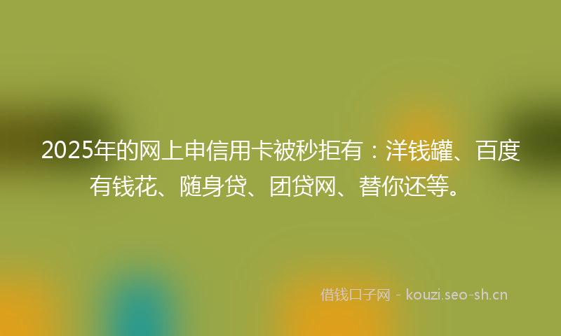 2025年的网上申信用卡被秒拒有：洋钱罐、百度有钱花、随身贷、团贷网、替你还等。