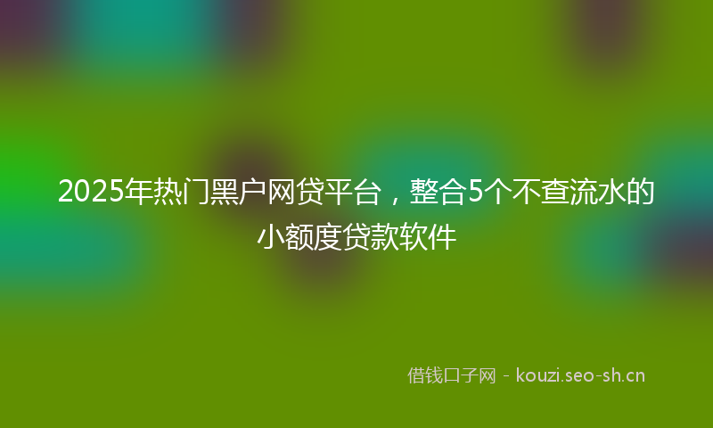2025年热门黑户网贷平台，整合5个不查流水的小额度贷款软件
