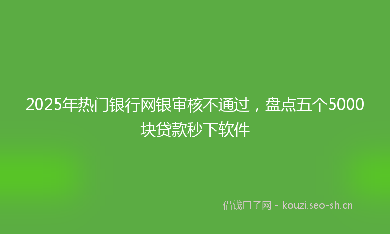 2025年热门银行网银审核不通过，盘点五个5000块贷款秒下软件