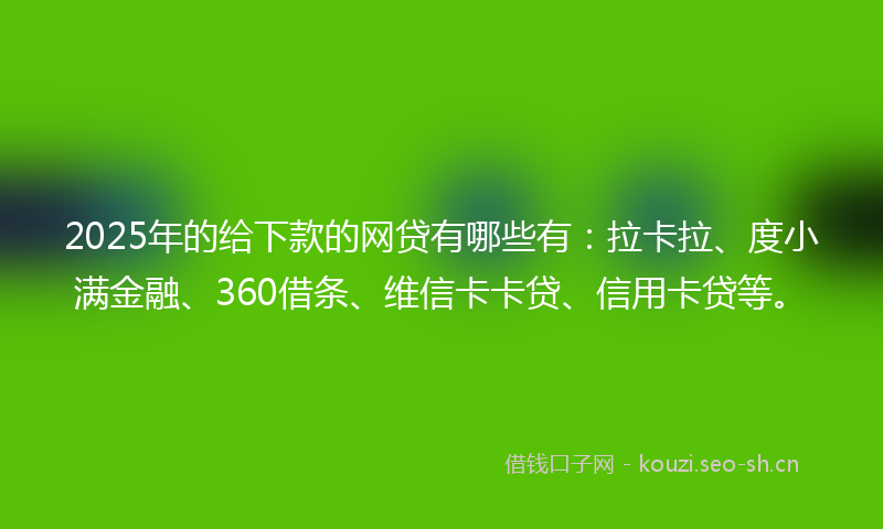 2025年的给下款的网贷有哪些有：拉卡拉、度小满金融、360借条、维信卡卡贷、信用卡贷等。
