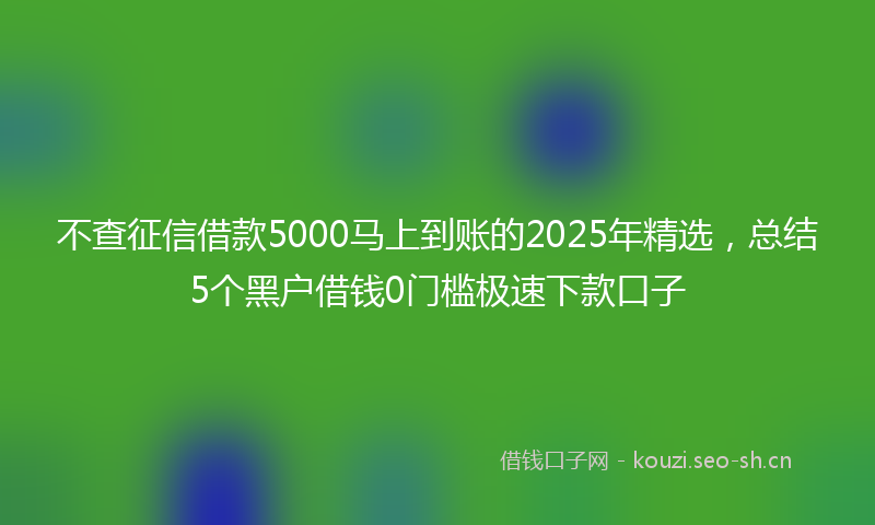 不查征信借款5000马上到账的2025年精选，总结5个黑户借钱0门槛极速下款口子