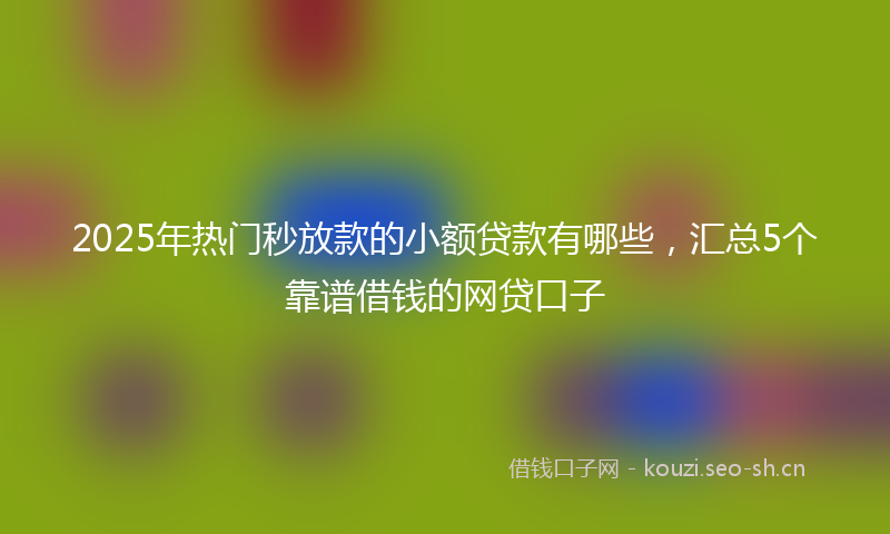 2025年热门秒放款的小额贷款有哪些，汇总5个靠谱借钱的网贷口子