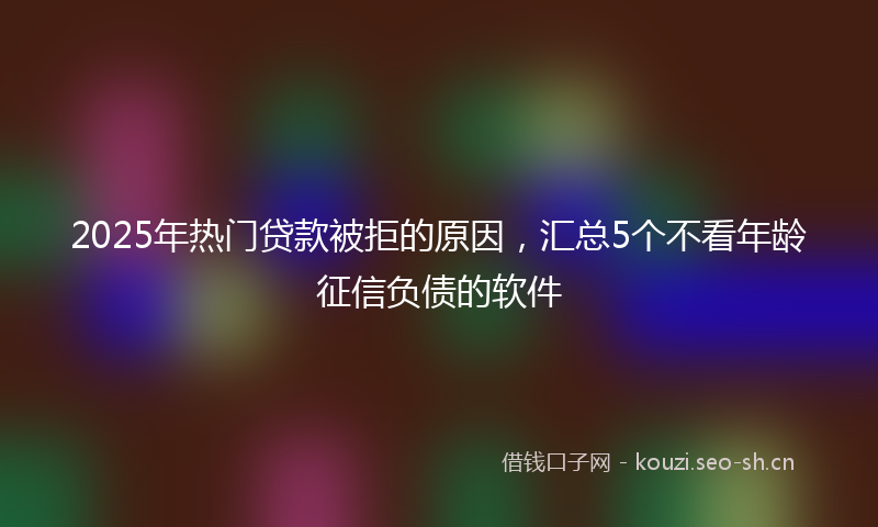 2025年热门贷款被拒的原因，汇总5个不看年龄征信负债的软件