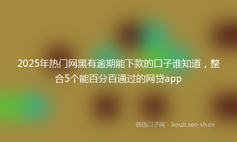 2025年热门网黑有逾期能下款的口子谁知道，整合5个能百分百通过的网贷app