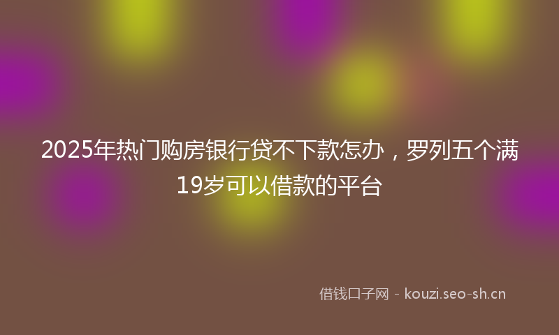 2025年热门购房银行贷不下款怎办,罗列五个满19岁可以借款的平台