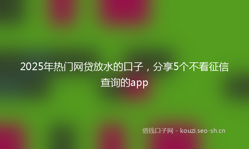 2025年热门网贷放水的口子，分享5个不看征信查询的app