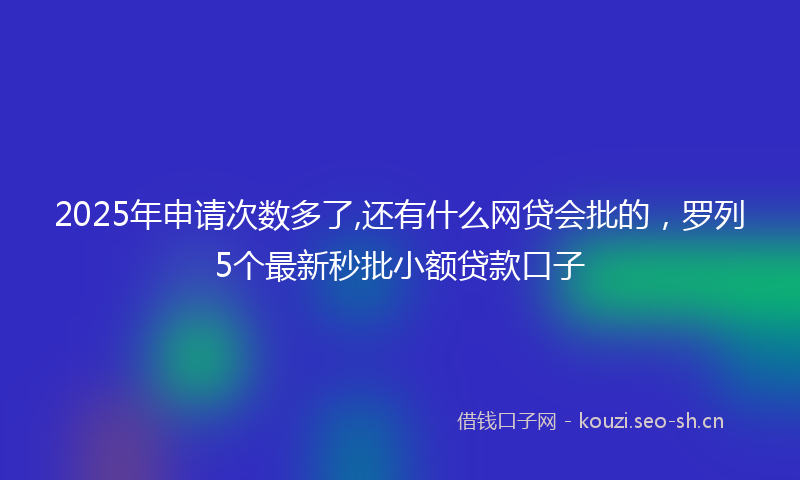 2025年申请次数多了,还有什么网贷会批的，罗列5个最新秒批小额贷款口子
