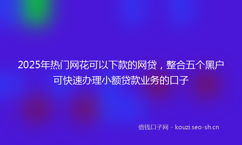 2025年热门网花可以下款的网贷，整合五个黑户可快速办理小额贷款业务的口子