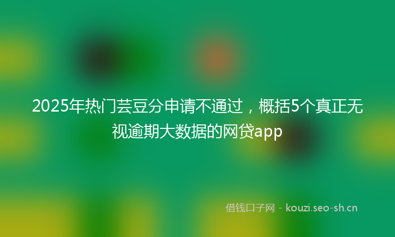 2025年热门芸豆分申请不通过，概括5个真正无视逾期大数据的网贷app