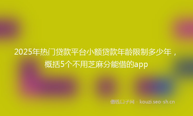 2025年热门贷款平台小额贷款年龄限制多少年，概括5个不用芝麻分能借的app