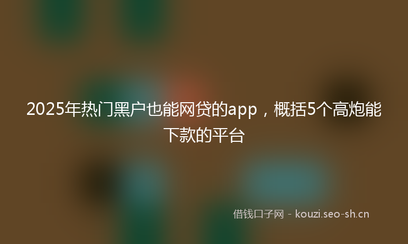 2025年热门黑户也能网贷的app，概括5个高炮能下款的平台