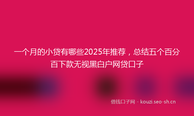 一个月的小贷有哪些2025年推荐,总结五个百分百下款无视黑白户网贷口子