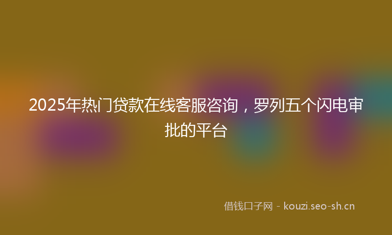 2025年热门贷款在线客服咨询，罗列五个闪电审批的平台