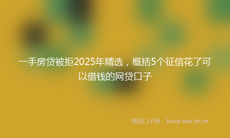 一手房贷被拒2025年精选，概括5个征信花了可以借钱的网贷口子