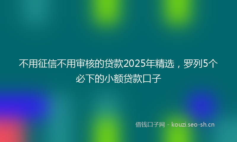 不用征信不用审核的贷款2025年精选，罗列5个必下的小额贷款口子