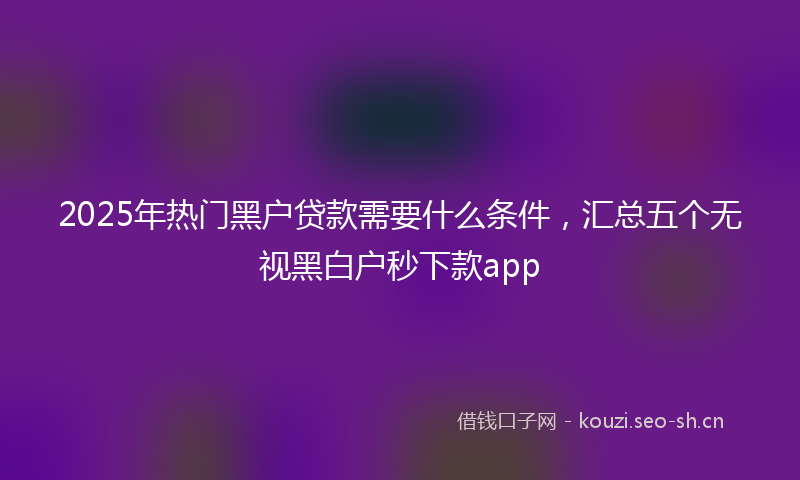 2025年热门黑户贷款需要什么条件，汇总五个无视黑白户秒下款app
