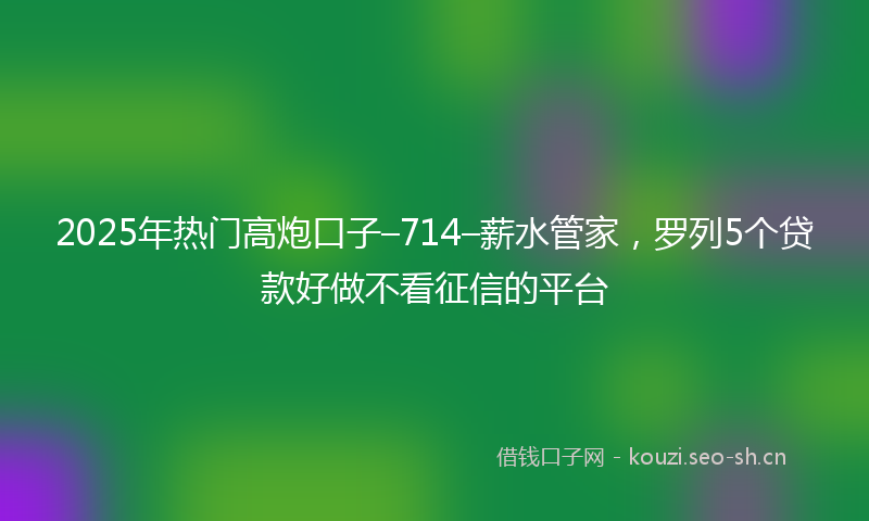 2025年热门高炮口子–714–薪水管家，罗列5个贷款好做不看征信的平台