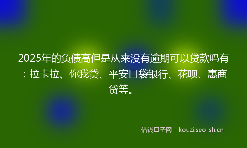 2025年的负债高但是从来没有逾期可以贷款吗有：拉卡拉、你我贷、平安口袋银行、花呗、惠商贷等。