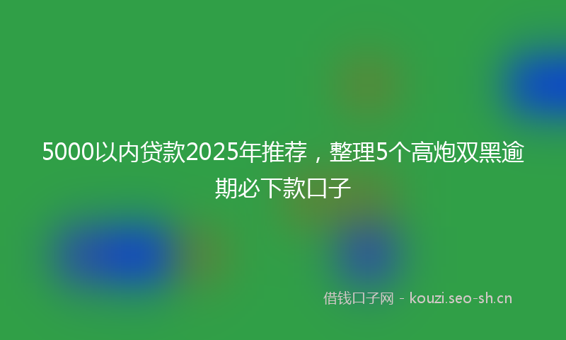5000以内贷款2025年推荐，整理5个高炮双黑逾期必下款口子