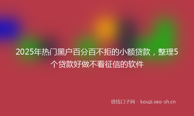 2025年热门黑户百分百不拒的小额贷款,整理5个贷款好做不看征信的软件