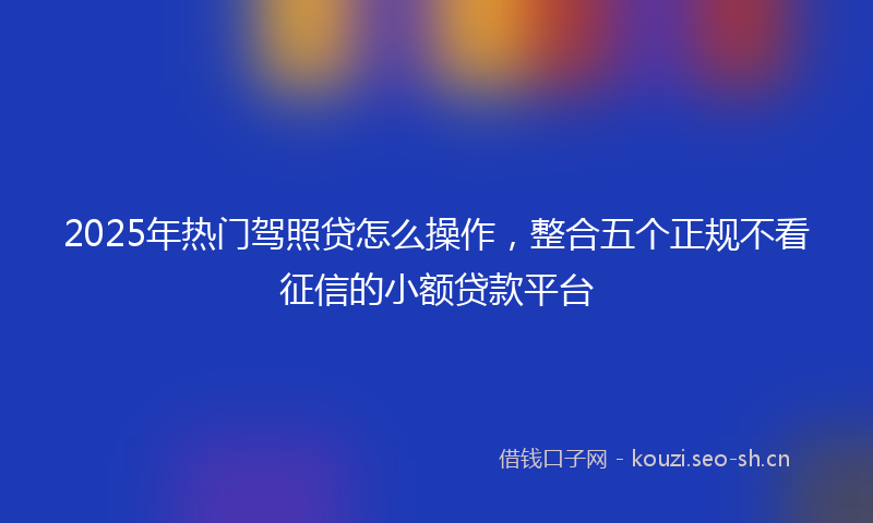 2025年热门驾照贷怎么操作，整合五个正规不看征信的小额贷款平台
