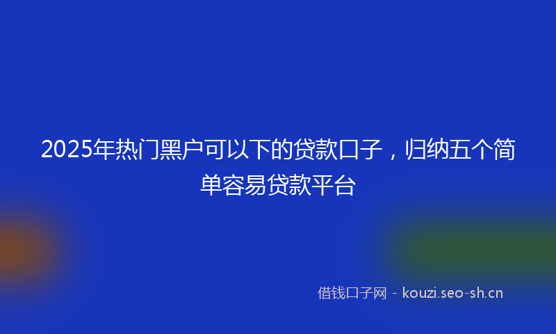 2025年热门黑户可以下的贷款口子，归纳五个简单容易贷款平台