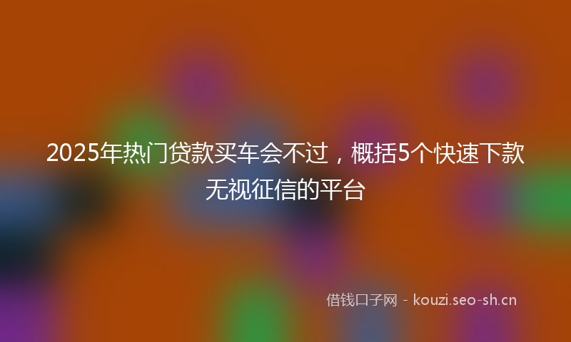 2025年热门贷款买车会不过，概括5个快速下款无视征信的平台