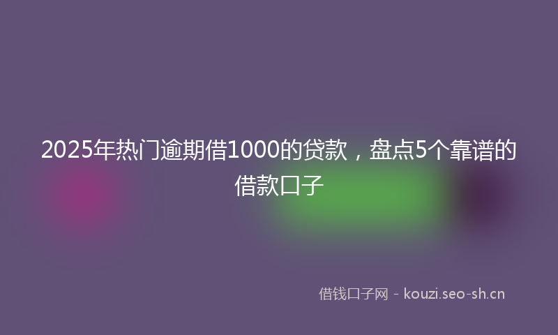 2025年热门逾期借1000的贷款，盘点5个靠谱的借款口子