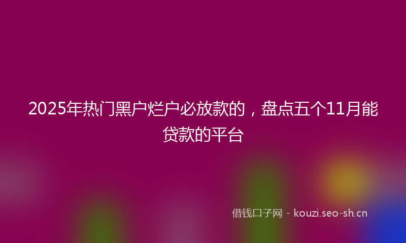 2025年热门黑户烂户必放款的，盘点五个11月能贷款的平台