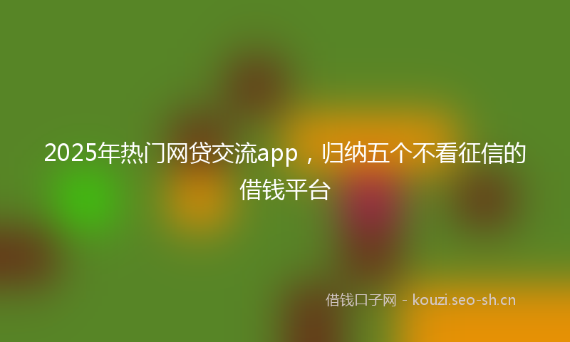 2025年热门网贷交流app，归纳五个不看征信的借钱平台