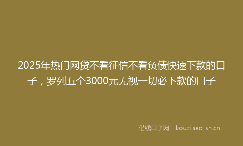 2025年热门网贷不看征信不看负债快速下款的口子，罗列五个3000元无视一切必下款的口子
