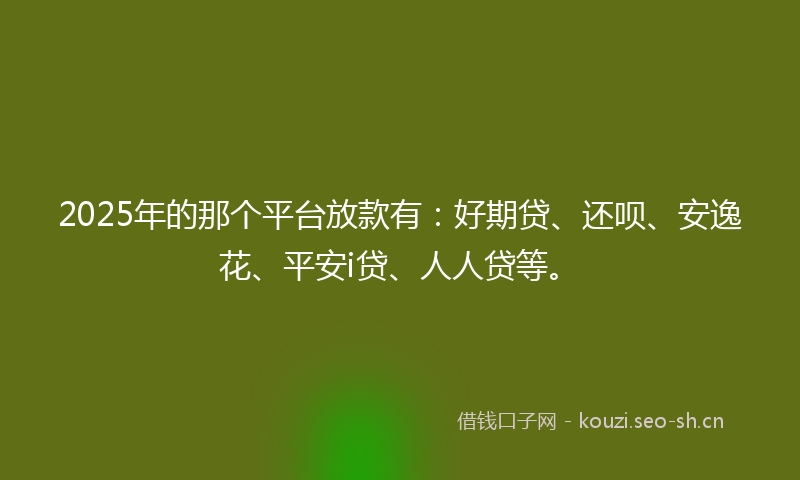 2025年的那个平台放款有：好期贷、还呗、安逸花、平安i贷、人人贷等。