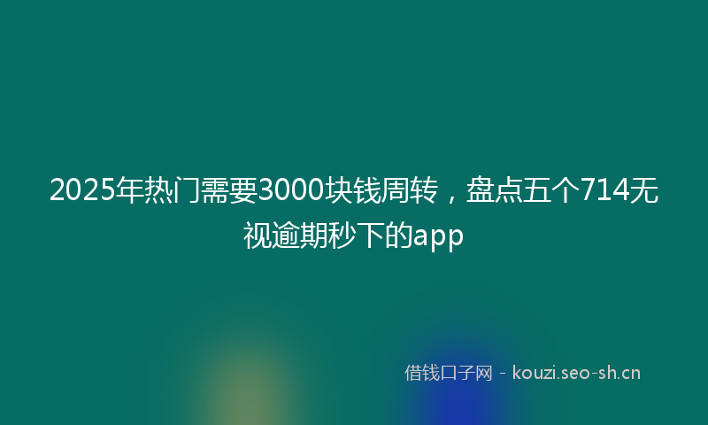 2025年热门需要3000块钱周转，盘点五个714无视逾期秒下的app