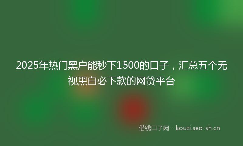 2025年热门黑户能秒下1500的口子,汇总五个无视黑白必下款的网贷平台