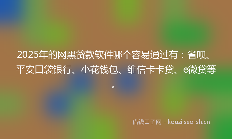 2025年的网黑贷款软件哪个容易通过有：省呗、平安口袋银行、小花钱包、维信卡卡贷、e微贷等。