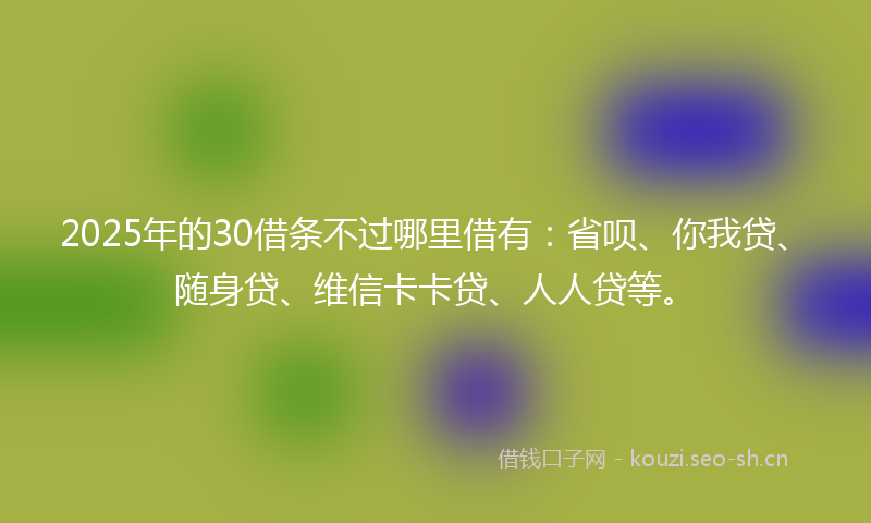 2025年的30借条不过哪里借有:省呗、你我贷、随身贷、维信卡卡贷、人人贷等。