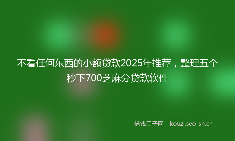 不看任何东西的小额贷款2025年推荐，整理五个秒下700芝麻分贷款软件