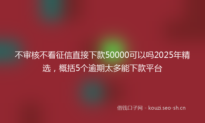 不审核不看征信直接下款50000可以吗2025年精选，概括5个逾期太多能下款平台