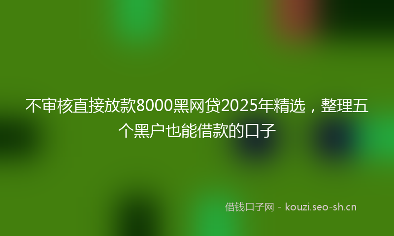 不审核直接放款8000黑网贷2025年精选,整理五个黑户也能借款的口子