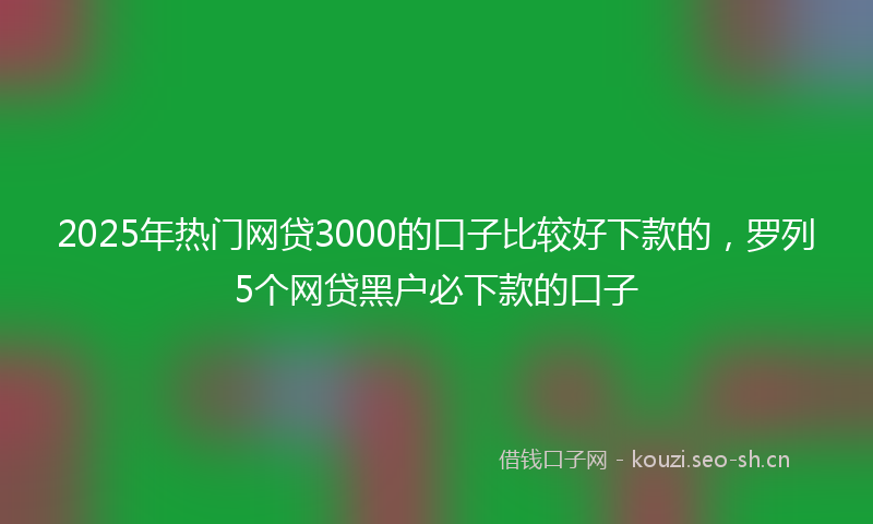 2025年热门网贷3000的口子比较好下款的，罗列5个网贷黑户必下款的口子