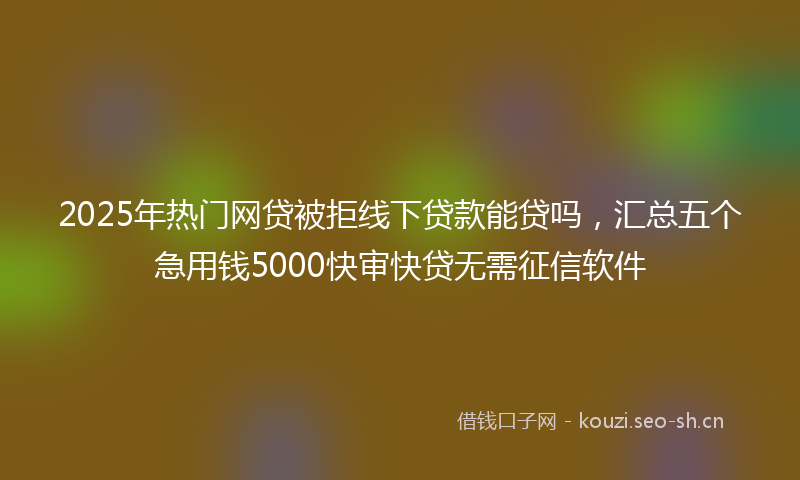 2025年热门网贷被拒线下贷款能贷吗，汇总五个急用钱5000快审快贷无需征信软件