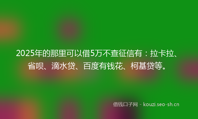 2025年的那里可以借5万不查征信有:拉卡拉、省呗、滴水贷、百度有钱花、柯基贷等。
