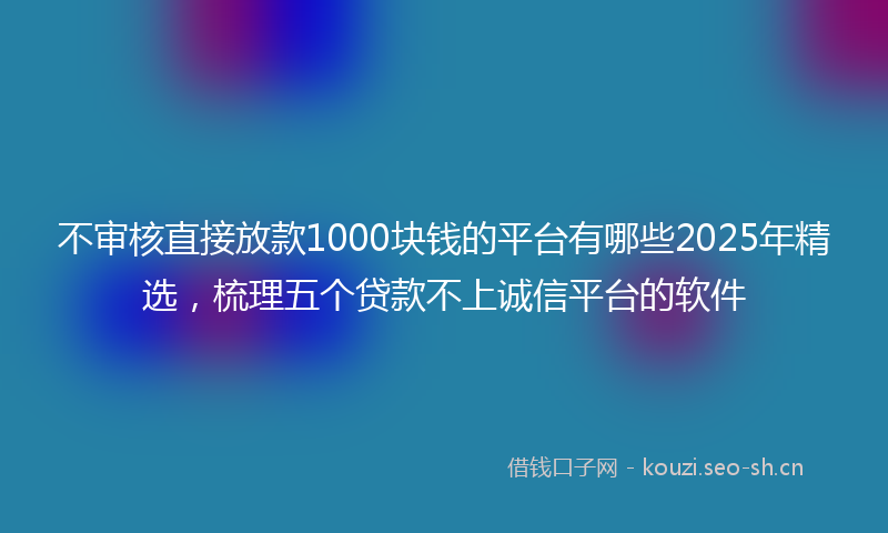 不审核直接放款1000块钱的平台有哪些2025年精选,梳理五个贷款不上诚信平台的软件